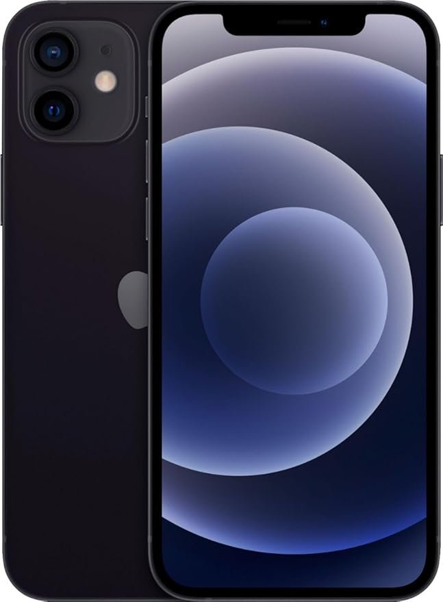 “Apple iPhone 12 Black Renewed Front and Back View” “iPhone 12 64GB OLED Display in Hand” “Unlocked iPhone 12 Dual SIM 5G Capable” “Renewed iPhone 12 with iOS 16 Home Screen” “iPhone 12 Night Mode Camera Sample”